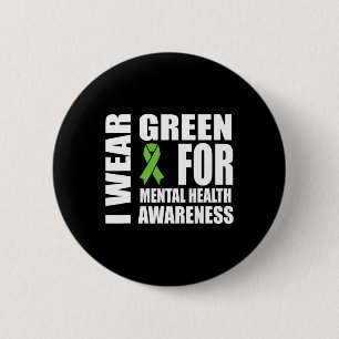 Health Awareness Green Ribbon Support  2 Inch Round Button