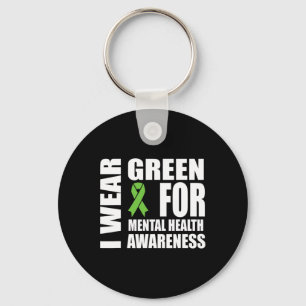 Health Awareness Green Ribbon Support Keychain