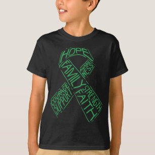 Health Awareness Illness Green Ribbon Words Suppor T-Shirt