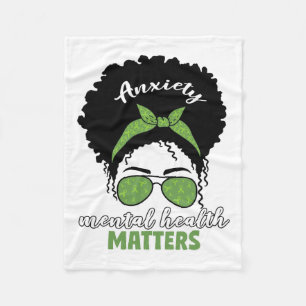 Health Awareness Messy Bun Mental Health Problems Fleece Blanket