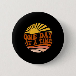 Health Awareness One Day At A Time Retro Sunshine  2 Inch Round Button