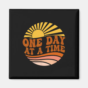 Health Awareness One Day At A Time Retro Sunshine  Magnet