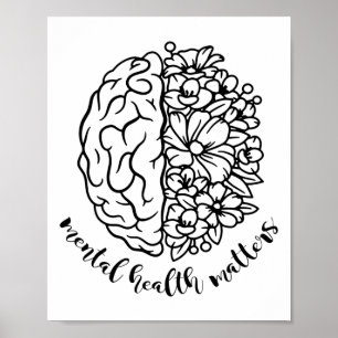 Health Awareness Problems Flowers Human Brain Illn Poster