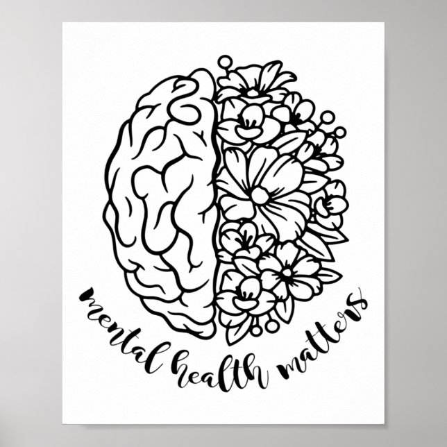 Health Awareness Problems Flowers Human Brain Illn Poster (Front)