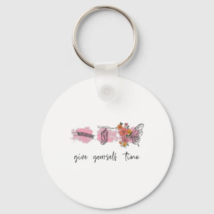 Health Awareness Tee Give Yourself Time Butterly Keychain