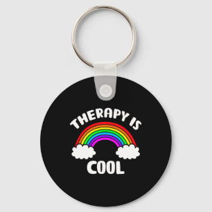Health Awareness Therapy Is Cool Rainbow Keychain