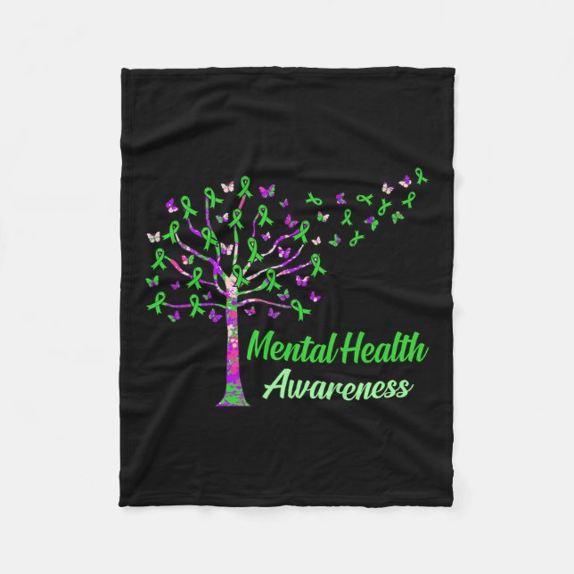 Health Awareness Tree Ribbons Supporter Graphic  Fleece Blanket (Front)