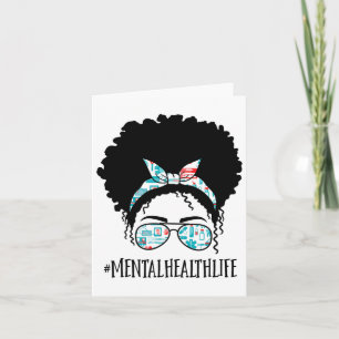 Health Black Afro Messy Bun Crew African American Card