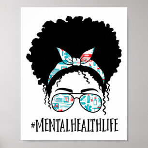 Health Black Afro Messy Bun Crew African American  Poster