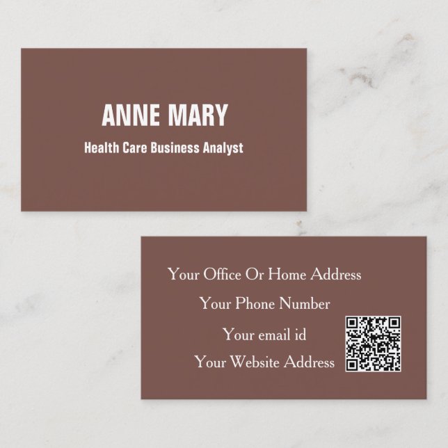 Health Care Business Analyst Terracotta QR Code Card (Front/Back)