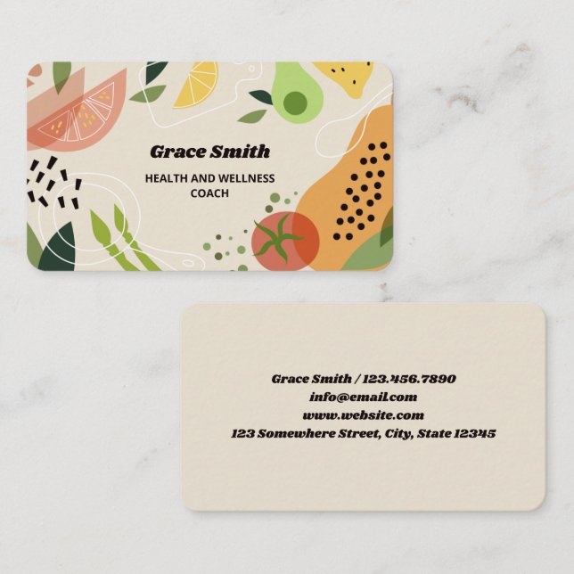 Health Coach Nutritionist Business Card (Front/Back)