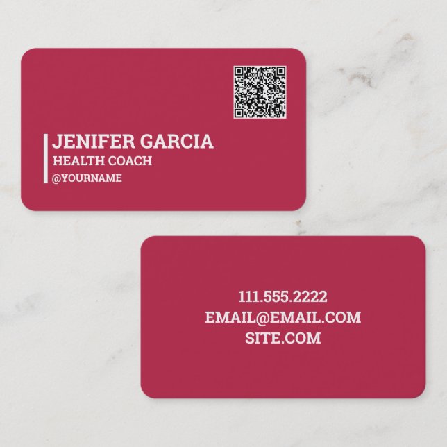 Health Coach QR Code Business Card (Front/Back)
