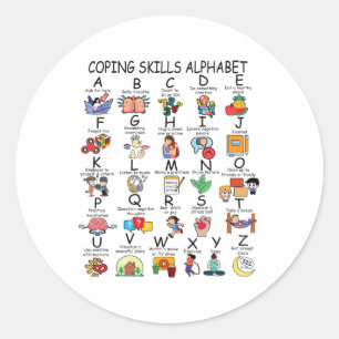 Health Coping Skills Alphabet School Teacher Kids Classic Round Sticker