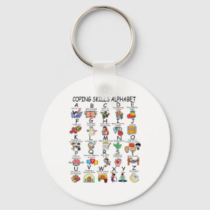 Health Coping Skills Alphabet School Teacher Kids  Keychain