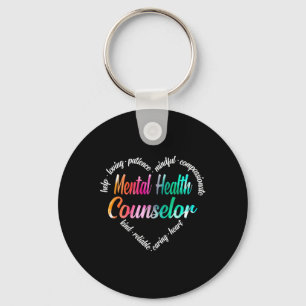 Health Counsellor Heart Word Cloud Watercolor Rain Keychain