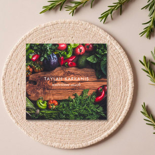 Health Field Cutting Board Vegetables Square Squar Business Card