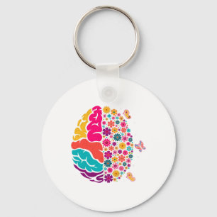 Health Floral Brain Depression Awareness Counsello Keychain