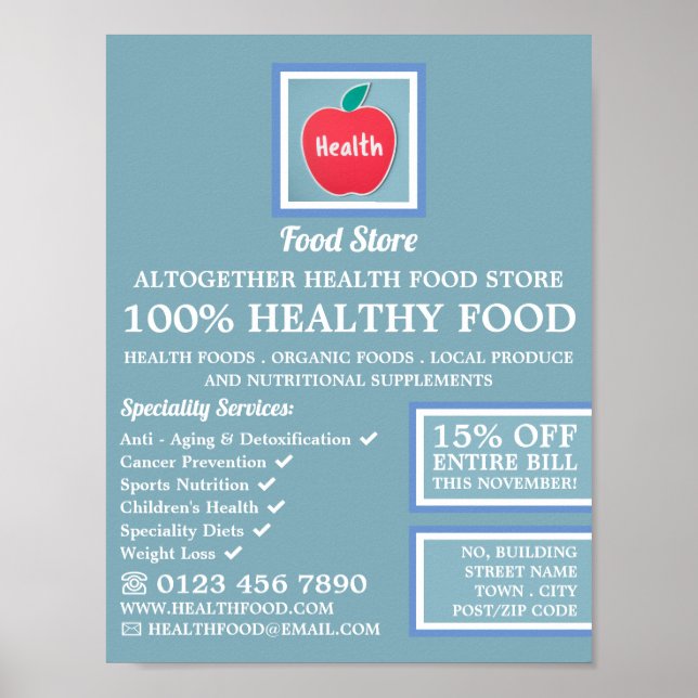 Health Food Store Logo Advertising Poster (Front)