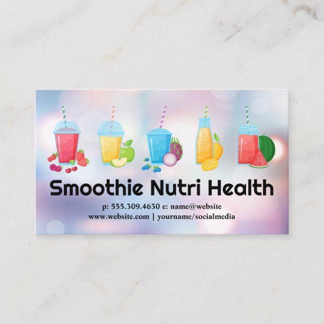 Health Fruit Smoothies Drinks Business Card (Front)