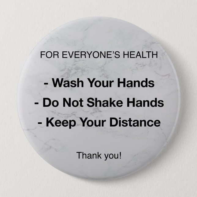 Health Guidelines 4 Inch Round Button (Front)