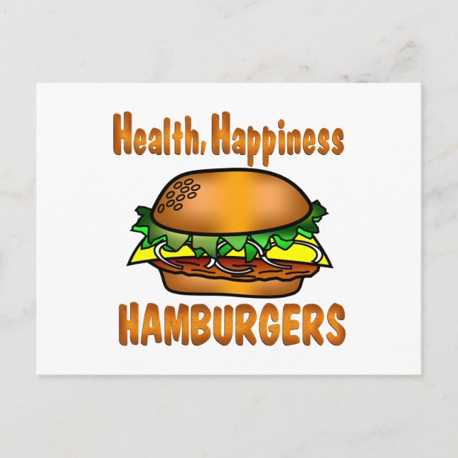 Health Happiness Hamburgers Postcard (Front)