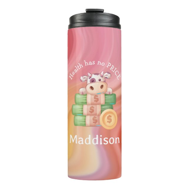 Health Has No Price with Name Marble  Thermal Tumbler (Front)
