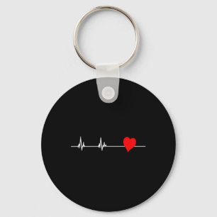 Health Heart Disease Awareness Heartbeat Women Keychain