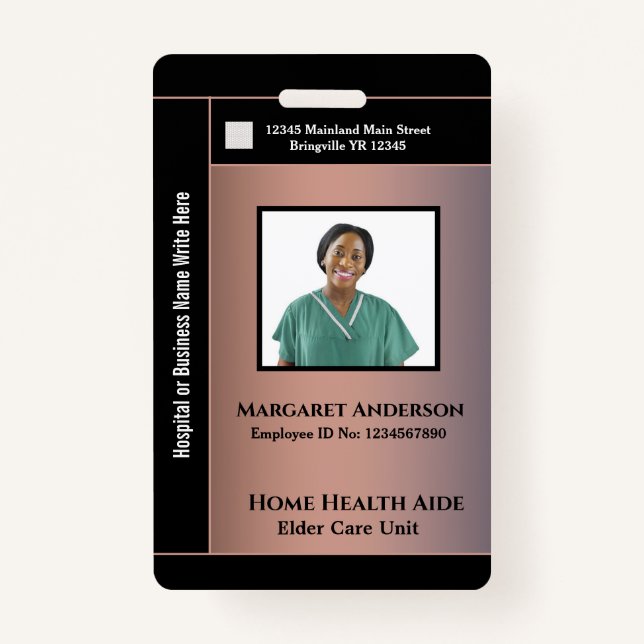 Health Hospital Worker ID Identification Card  Badge (Front)