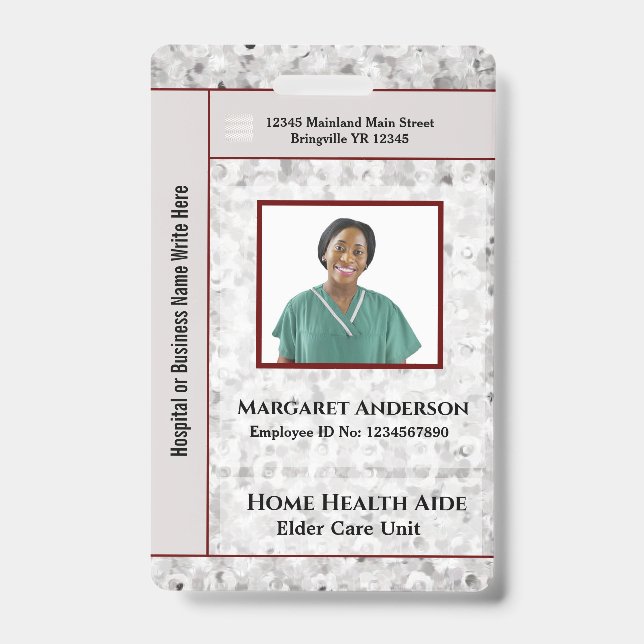 Health Hospital Worker ID Identification Custom Badge (Front)