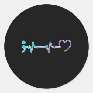 Health Illness Heartbeat Suicide Prevention Classic Round Sticker