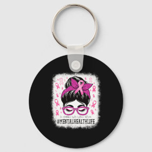 Health In October We Wear Pink Women Breast Cancer Keychain