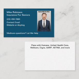 Health Insurance Agent Business Cards Photo Style