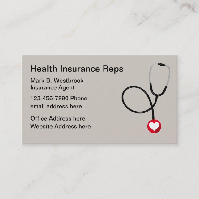 Health Insurance Rep Modern Business Cards (Front)