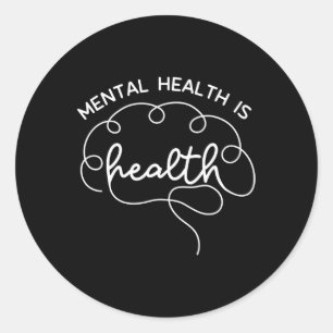 Health Is Health Cute Brain Mental Health Awarenes Classic Round Sticker