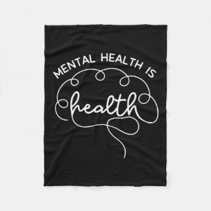 Health Is Health Cute Brain Mental Health Awarenes Fleece Blanket