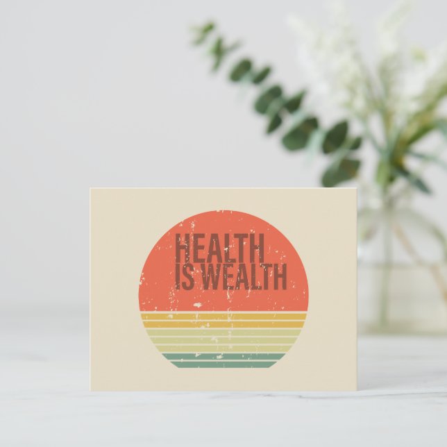 Health is wealth vintage holiday postcard (Standing Front)