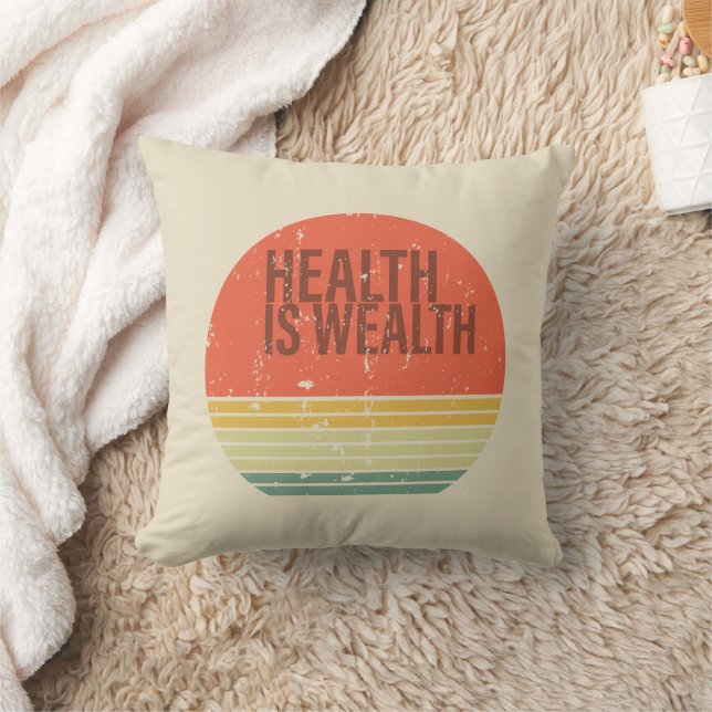 Health is wealth vintage throw pillow (Blanket)