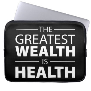 Health Is Wealth, Workout Gym Inspirational Laptop Sleeve
