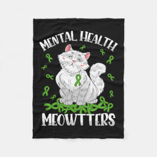 Health Meowtters Cat Lovers Mental Health Awarenes Fleece Blanket