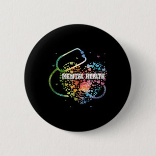 Health Nurse Watercol Love Heart Scrub Stethoscope 2 Inch Round Button