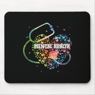 Health Nurse Watercol Love Heart Scrub Stethoscope Mouse Pad
