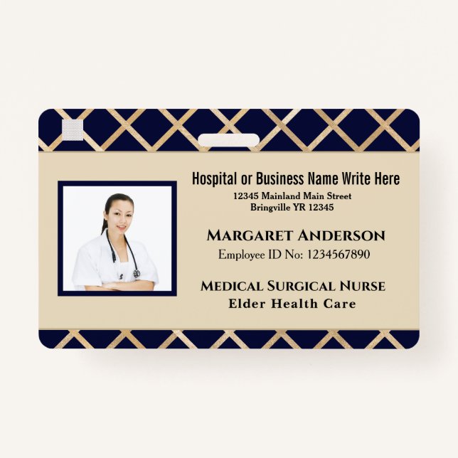 Health Nurse Worker ID Identification Card Custom Badge (Front)