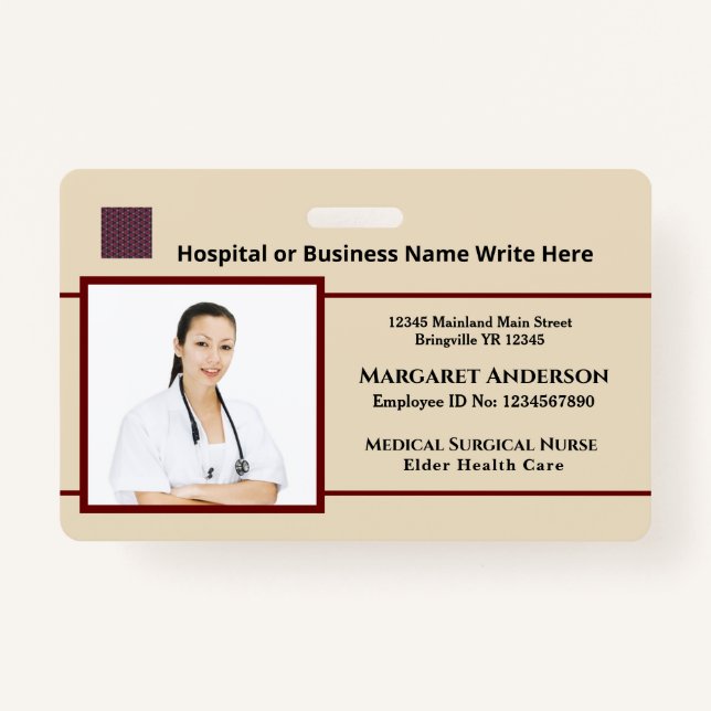 Health Nurses Hospitals Service Custom Photo ID Badge (Front)