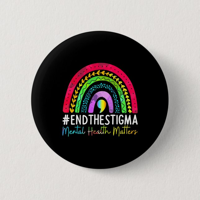Health Problems End The Stigma Rainbow Boho  2 Inch Round Button (Front)