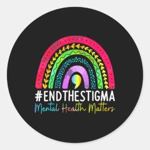 Health Problems End The Stigma Rainbow Boho Classic Round Sticker
