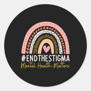Health Problems End The Stigma Rainbow Boho Classic Round Sticker