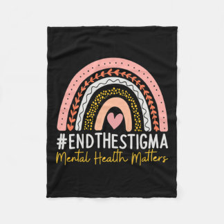 Health Problems End The Stigma Rainbow Boho Fleece Blanket