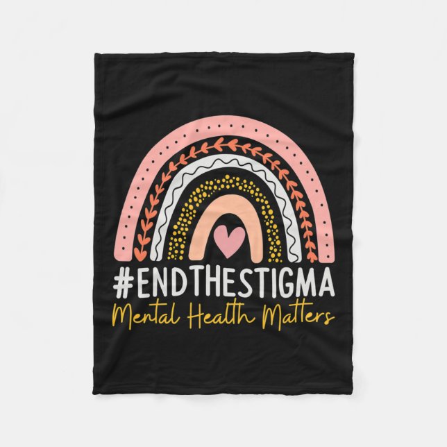 Health Problems End The Stigma Rainbow Boho  Fleece Blanket (Front)