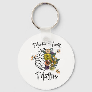 Health Problems Flower Brain Mental Health Awarene Keychain