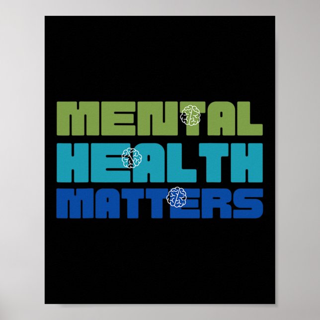 Health Problems Green For Mental Health Awareness  Poster (Front)